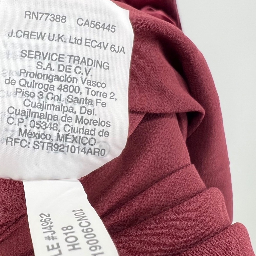 J.Crew Velvet Wrap Top Womens 6 Burgundy Holiday Luxe Peplum V-Neck J4962 - Picture 10 of 10